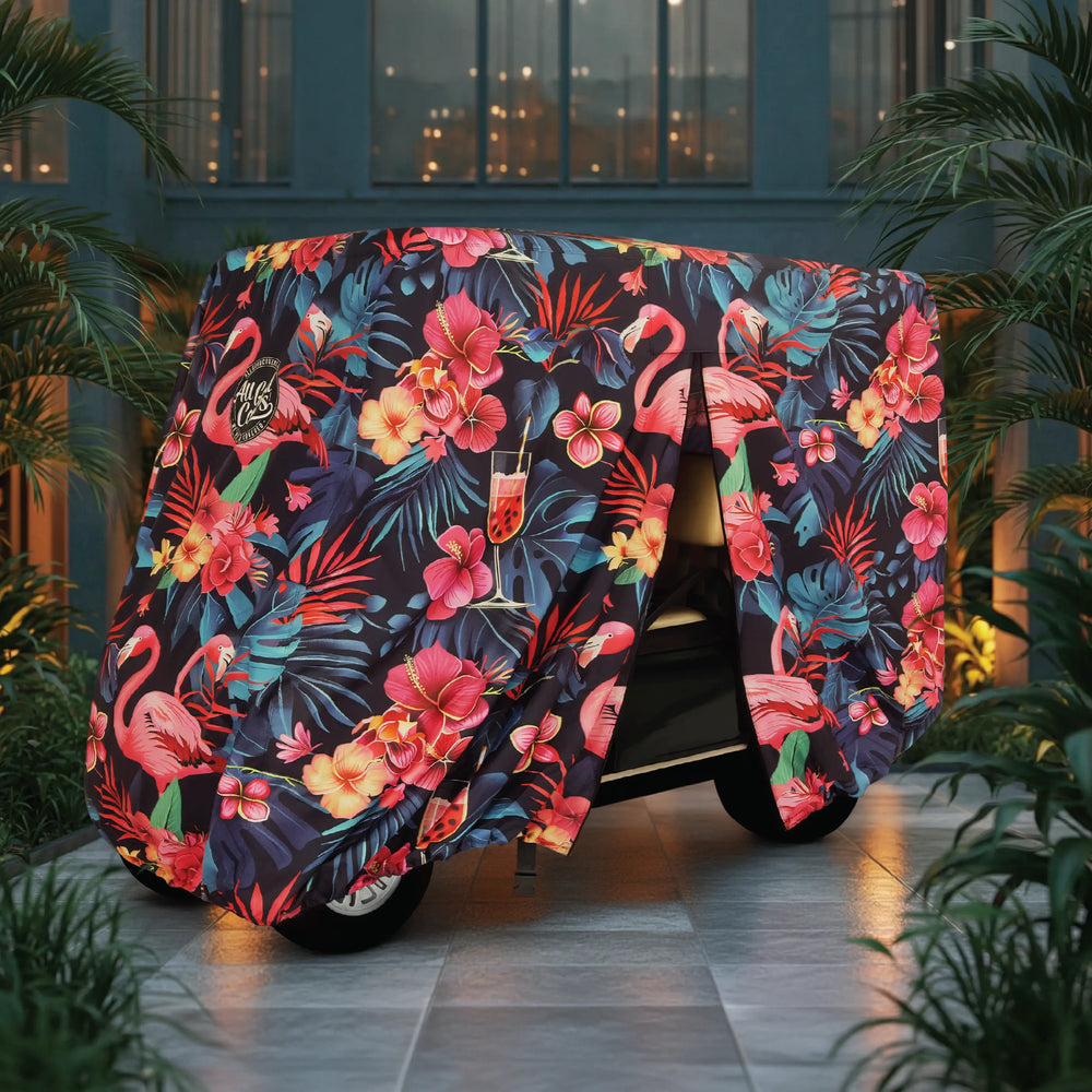 Flamingo Party Golf Cart Cover My Store{{golf cart cover}} {{4 passenger}}