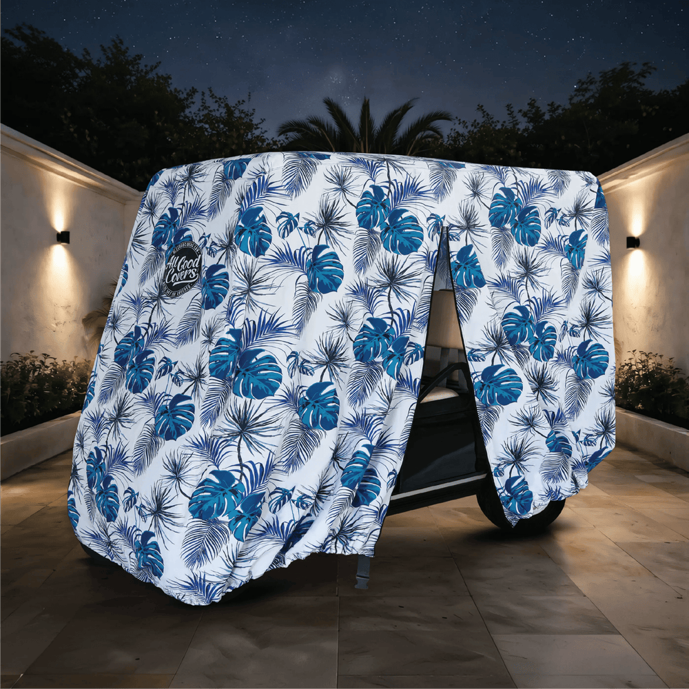 Teal Blue Tropics Golf Cart Cover My Store{{golf cart cover}} {{4 passenger}}