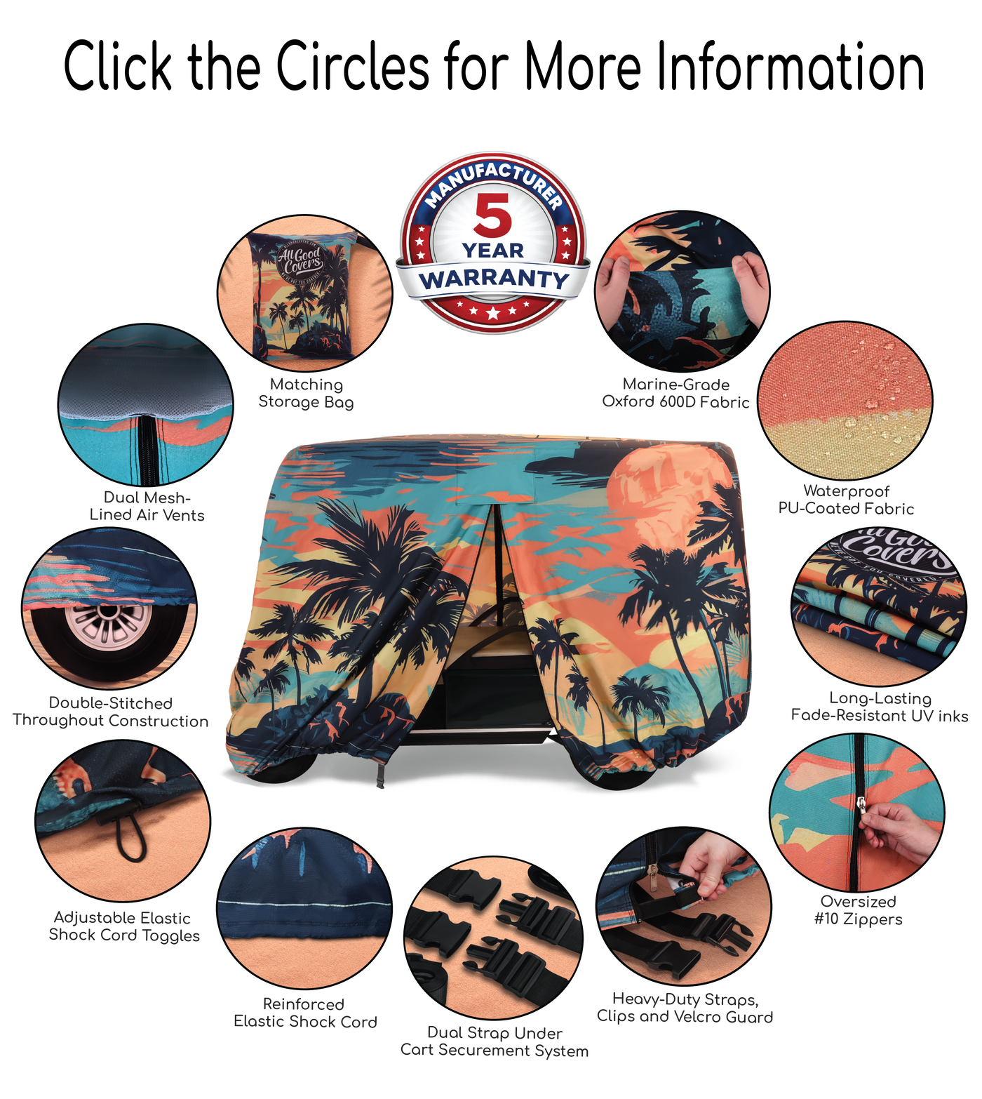 Palm Tree Island Golf Cart Cover Feature Guide