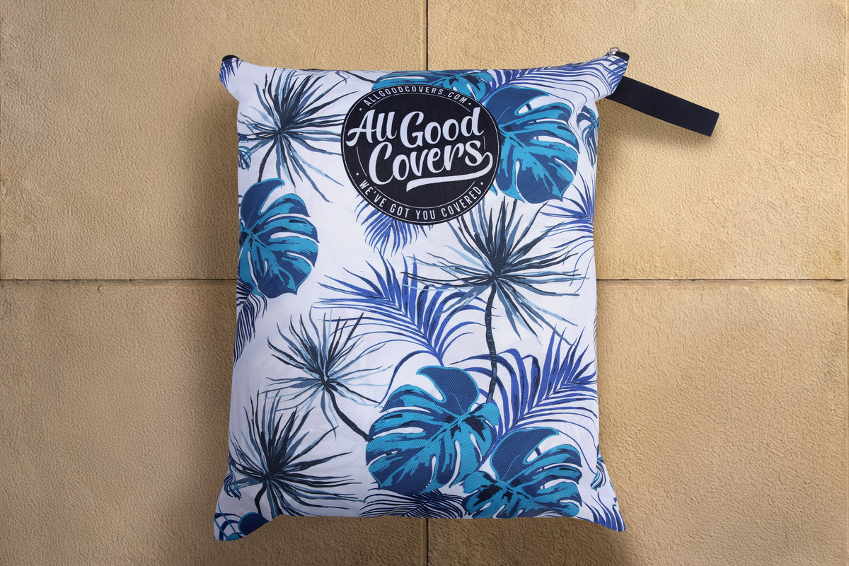 Golf cart cover teal blue tropics