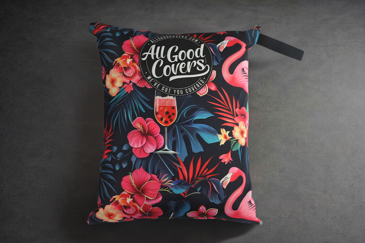 Golf cart cover flamingo party