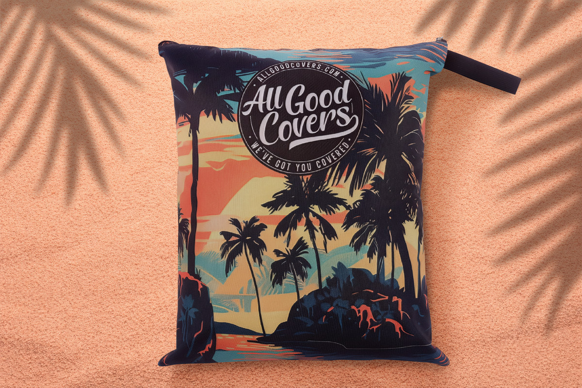 Golf cart cover palm tree island