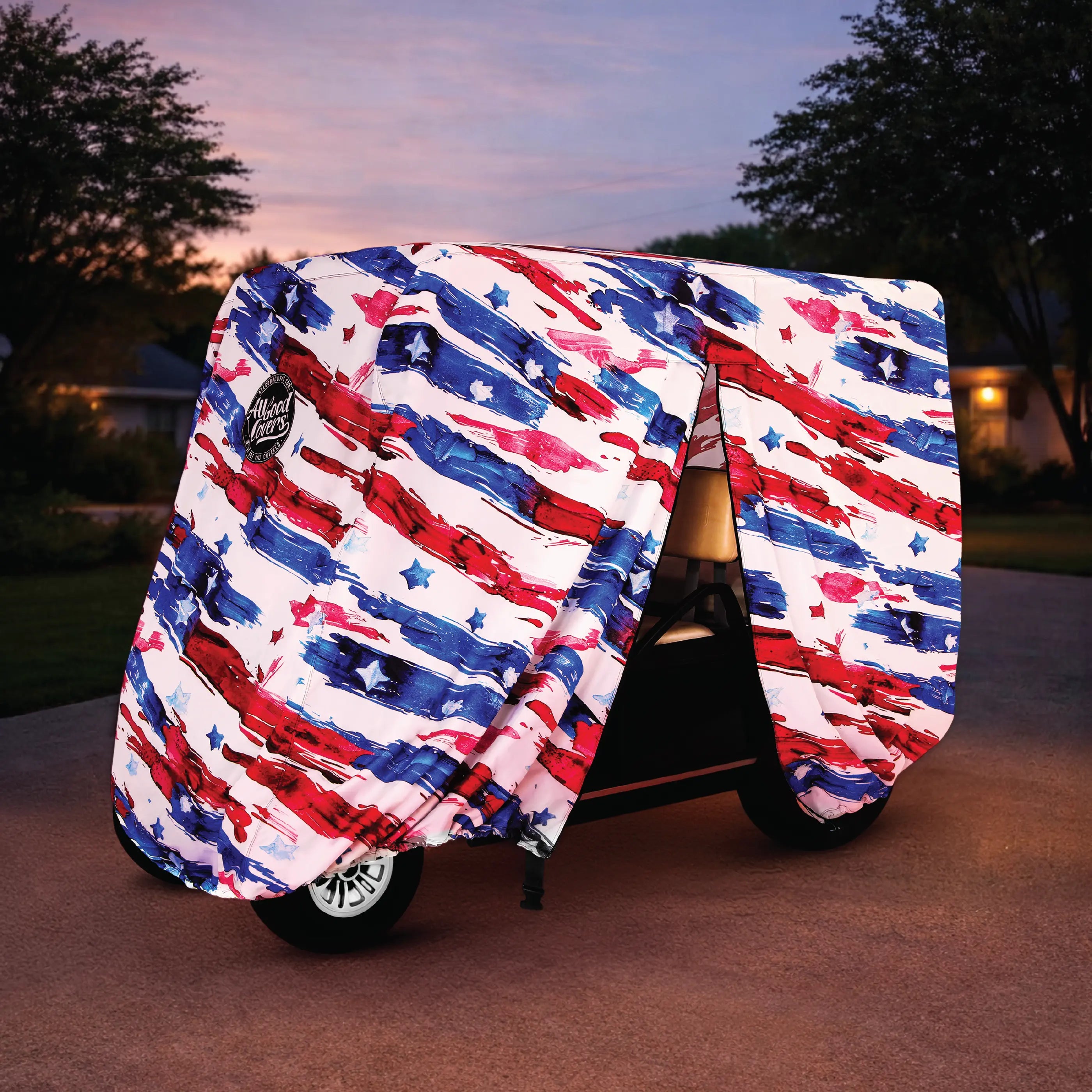 Stars & Stripes Golf Cart Cover My Store{{golf cart cover}} {{4 passenger}}