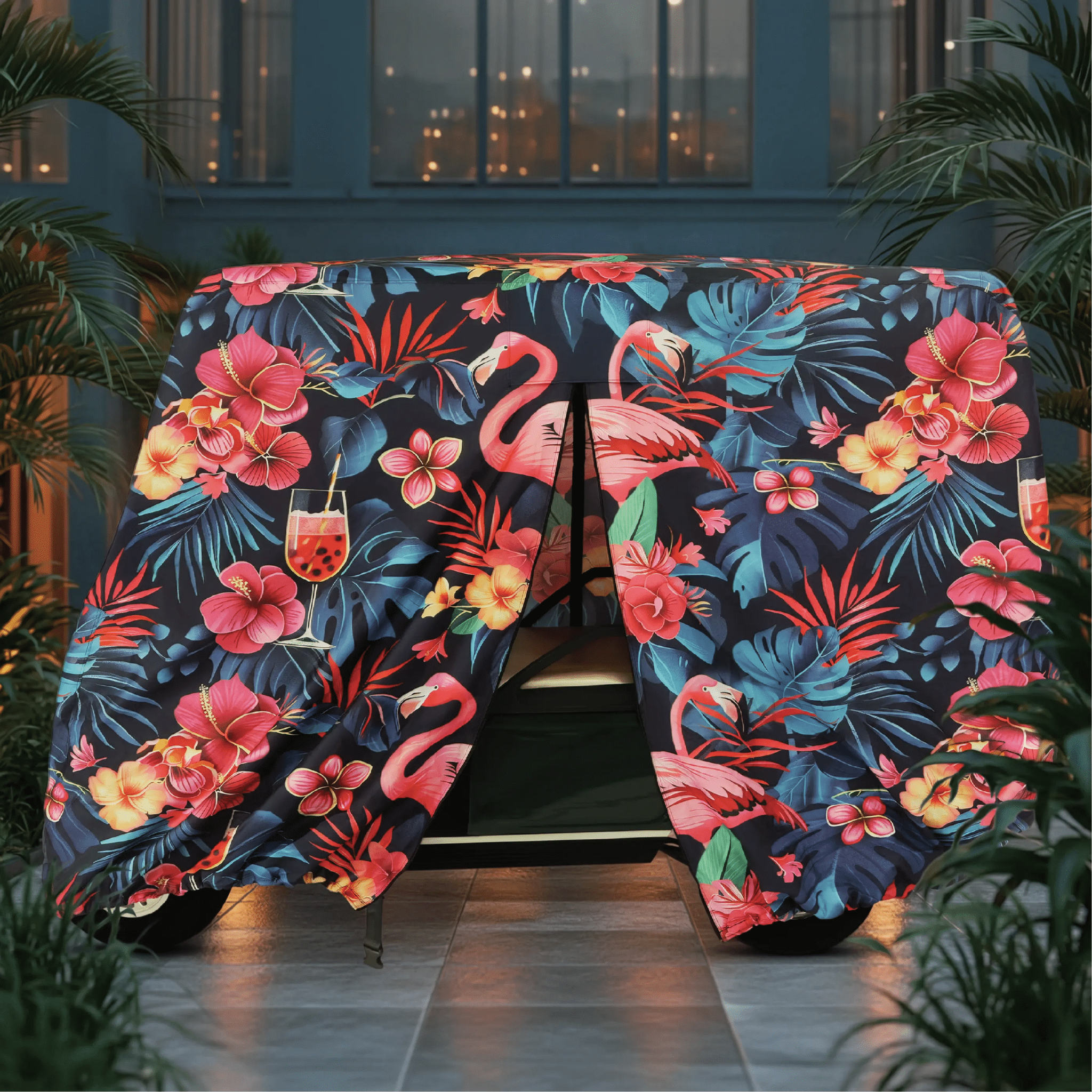 Flamingo Party Golf Cart Cover My Store{{golf cart cover}} {{4 passenger}}