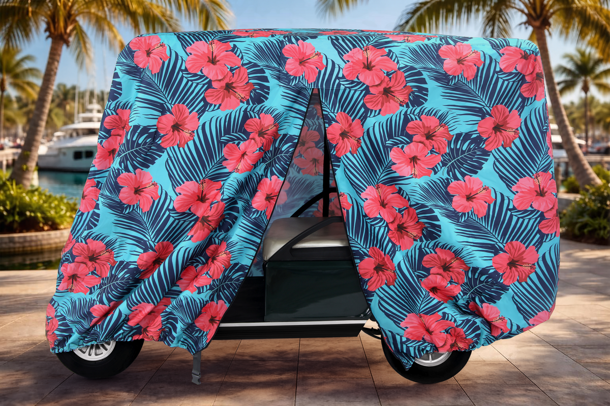 Golf cart cover hibiscus