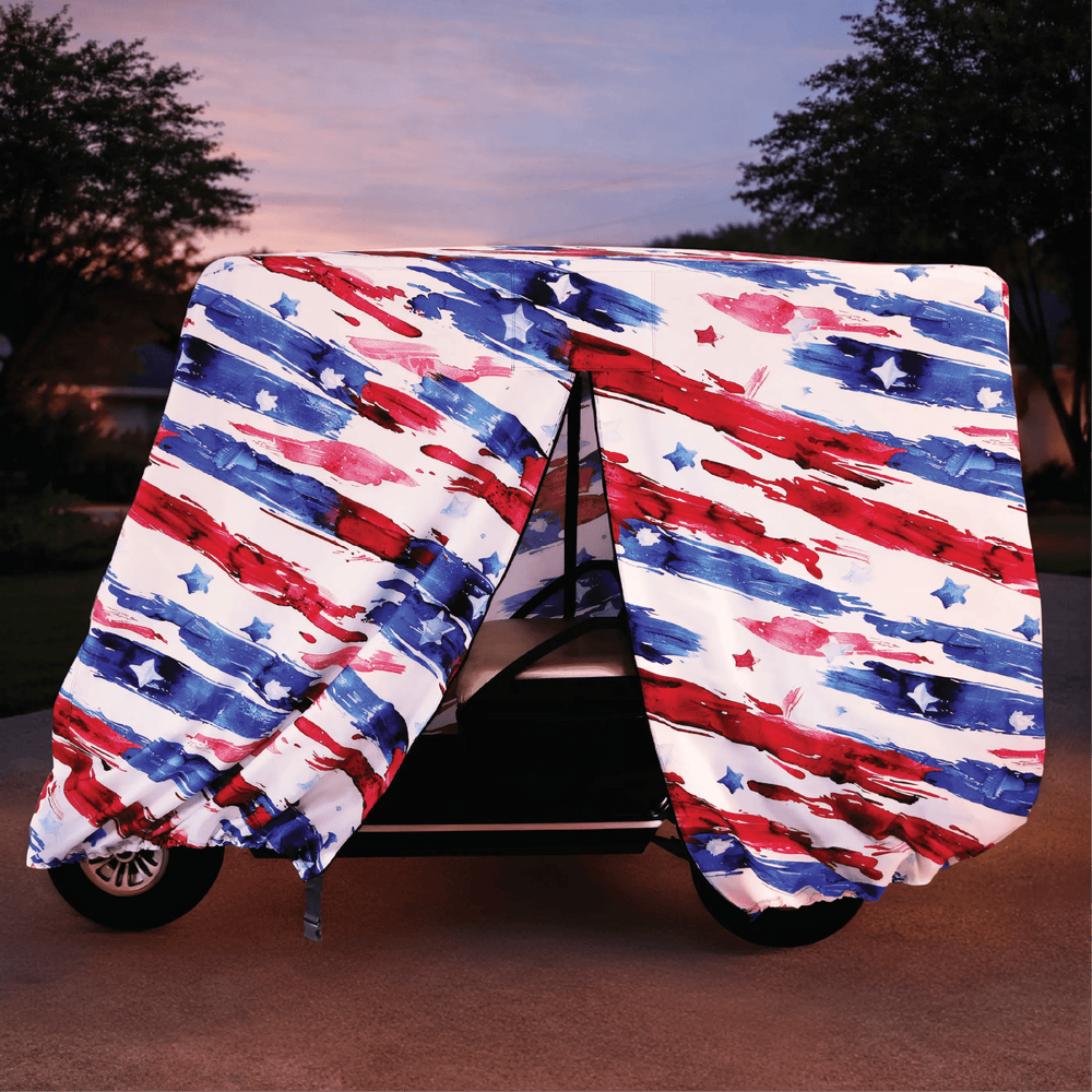 Stars & Stripes Golf Cart Cover My Store{{golf cart cover}} {{4 passenger}}