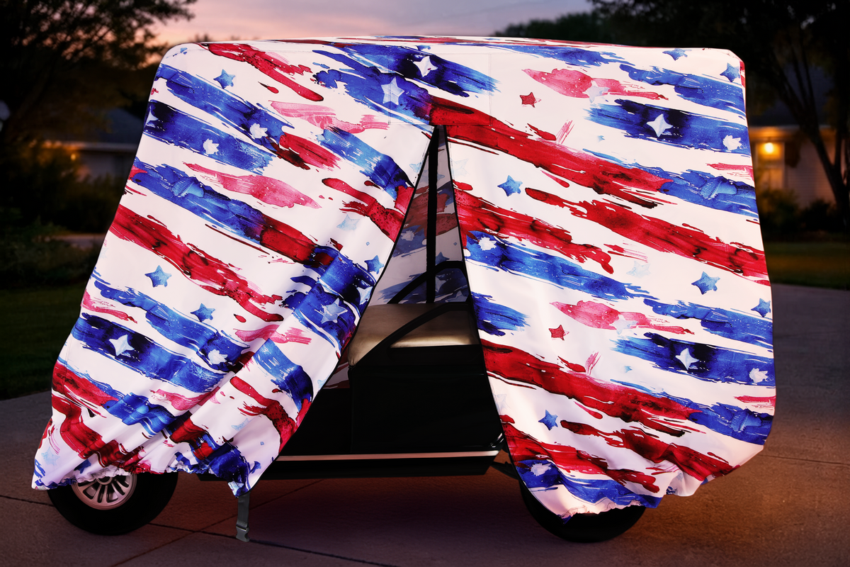 Golf cart cover stars stripes