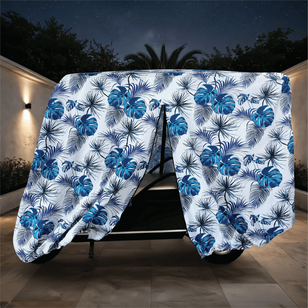Teal Blue Tropics Golf Cart Cover My Store{{golf cart cover}} {{4 passenger}}