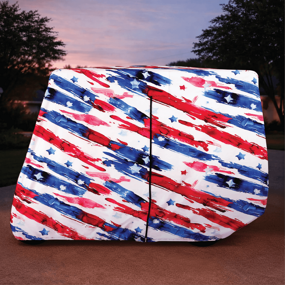 Stars & Stripes Golf Cart Cover My Store{{golf cart cover}} {{4 passenger}}