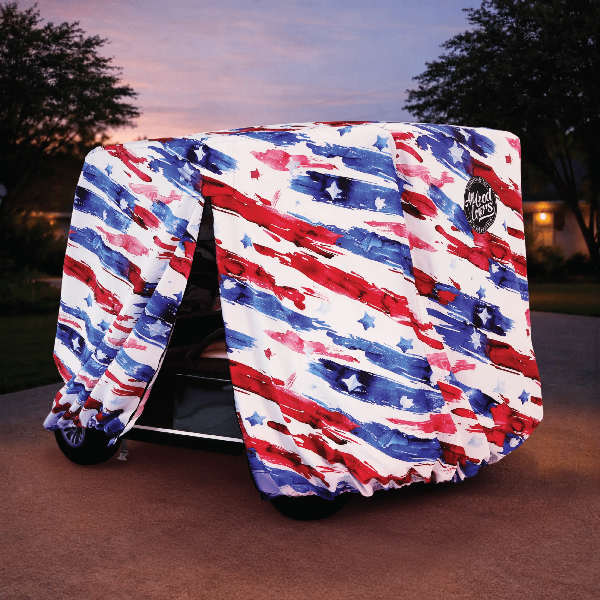 Stars & Stripes Golf Cart Cover My Store{{golf cart cover}} {{4 passenger}}