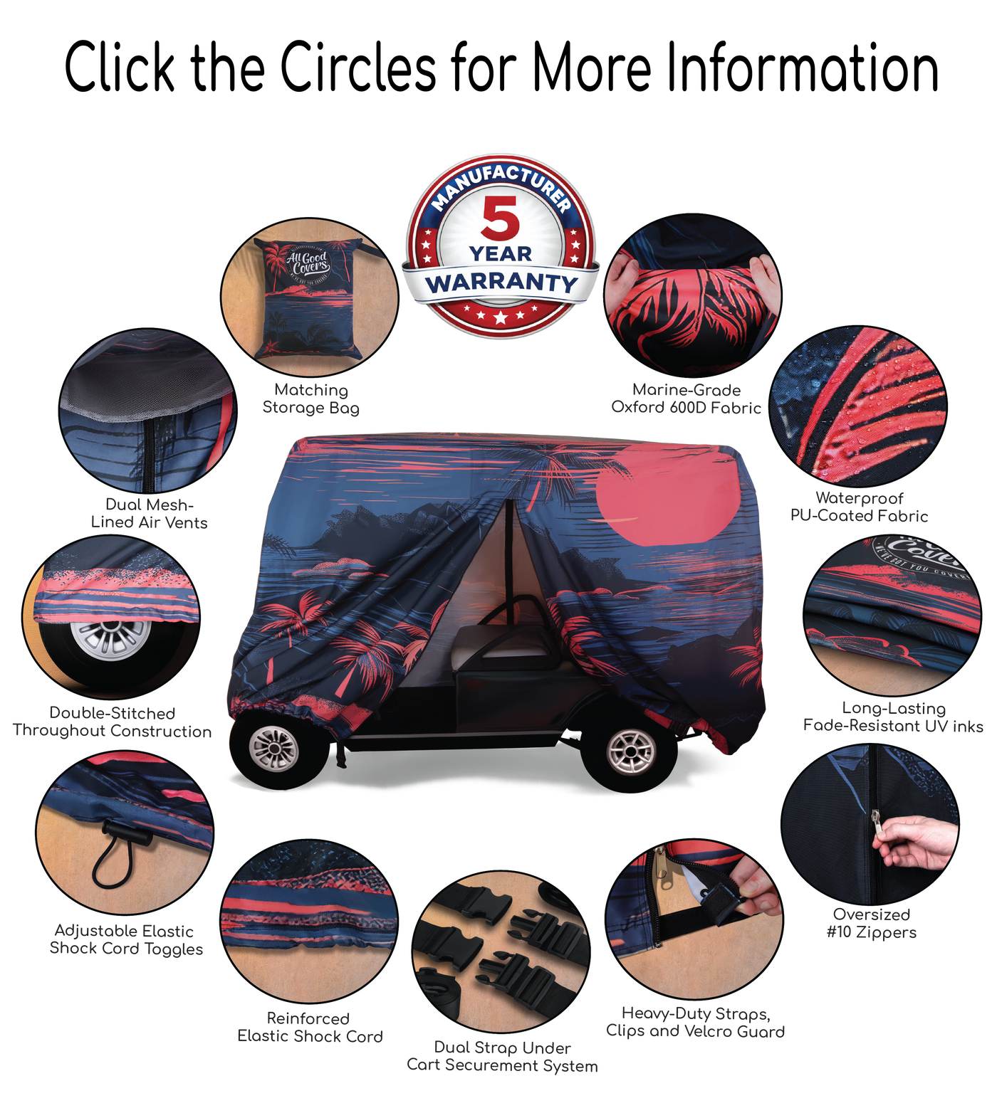 Twilight Bay Golf Cart Cover Feature Guide